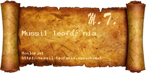 Mussil Teofánia névjegykártya